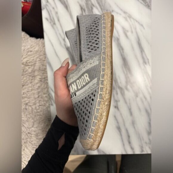 Lightly used- DIOR Granville Embroidered MeshCotton Flat Espadrille - Picture 11 of 15